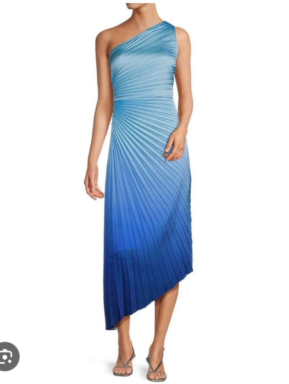 Badgley Mischka Kelsey Sleeveless One Shoulder Asymmetric Fit and Flare Dress